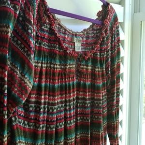 Lucky brand print long sleeve top